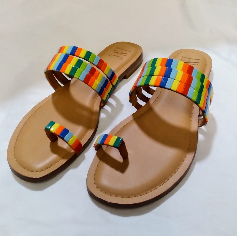INC Toe-Ring Flat Sandals Size 7.5M Rainbow